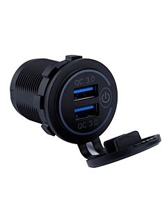 Dobbel hurtiglader USB QC 3.0 med bryter SM550 - Smart modul 