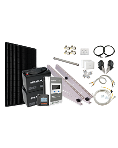 180W Solcellepakke 12V premium m/batt og lys