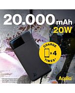Powerbank 20000mAh 20W Aqiila Powerbird B20 Sort