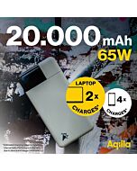 Powerbank 20 000 mAh 65W Aqiila Powerbird B20B+ Mose grønn 